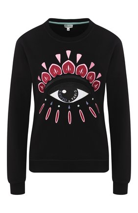 Женская хлопковый свитшот KENZO черного цвета по цене 19950 руб., арт. F962SW7104XC | Фото 1 Женская хлопковый свитшот KENZO черного цвета, арт. F962SW7104XC | Фото 1