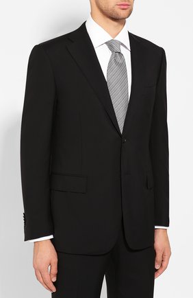 Мужской шерстяной костюм CORNELIANI черного цвета по цене 144000 руб., арт. 847315-9818414/92 Q1 | Фото 2 Мужской шерстяной костюм CORNELIANI черного цвета, арт. 847315-9818414/92 Q1 | Фото 2 (Материал подклада: Купро; Рукава: Длинные; Материал внешний: Шерсть; Костюмы М: Однобортный; Стили: Классический; Статус проверки: Проверена категория)