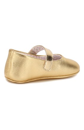 Детского кожаные пинетки EMPORIO ARMANI золотого цвета по цене 11350 руб., арт. XKD003/X0L05/17-19 | Фото 3 Детского кожаные пинетки EMPORIO ARMANI золотого цвета, арт. XKD003/X0L05/17-19 | Фото 3