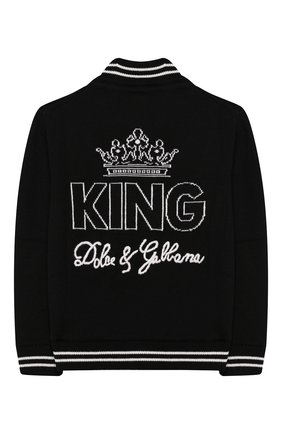 Детский шерстяной кардиган DOLCE & GABBANA черного цвета по цене 29950 руб., арт. L4KW35/JAVPH/2-6 | Фото 2 Детский шерстяной кардиган DOLCE & GABBANA черного цвета, арт. L4KW35/JAVPH/2-6 | Фото 2