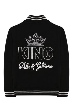 Детский шерстяной кардиган DOLCE & GABBANA черного цвета по цене 30800 руб., арт. L4KW35/JAVPH/8-14 | Фото 2 Детский шерстяной кардиган DOLCE & GABBANA черного цвета, арт. L4KW35/JAVPH/8-14 | Фото 2