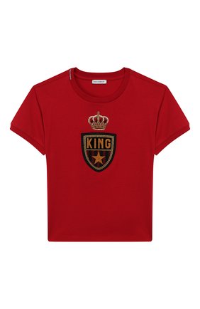 Детская хлопковая футболка DOLCE & GABBANA красного цвета по цене 12650 руб., арт. L4JT7L/G7TNV/8-14 | Фото 1 Детская хлопковая футболка DOLCE & GABBANA красного цвета, арт. L4JT7L/G7TNV/8-14 | Фото 1