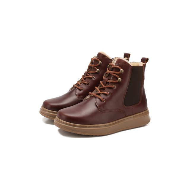 Кожаные ботинки с меховой отделкой Emporio Armani XYN002/X0R01/35-40