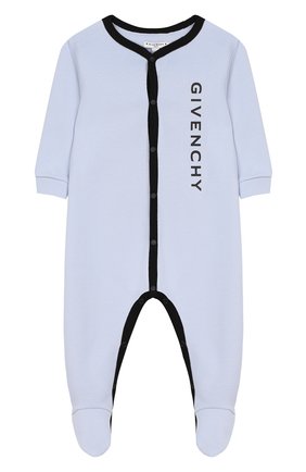 Детский хлопковый комбинезон GIVENCHY голубого цвета по цене 15750 руб., арт. H97046 | Фото 1 Детский хлопковый комбинезон GIVENCHY голубого цвета, арт. H97046 | Фото 1