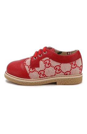 Детские текстильные дерби GUCCI красного цвета по цене 24100 руб., арт. 579590/9SF70 | Фото 2 Детские текстильные дерби GUCCI красного цвета, арт. 579590/9SF70 | Фото 2