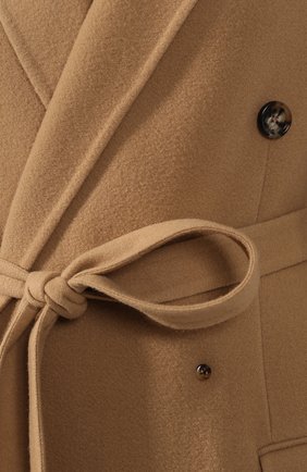 Женское кашемировое пальто BOTTEGA VENETA бежевого цвета, арт. 566919/VF3W1 | Фото 5 (Материал внешний: Шерсть, Кашемир; Рукава: Длинные; Длина (верхняя одежда): Длинные; 1-2-бортные: Двубортные; Статус проверки: Проверена категория)