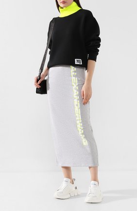 Женская хлопковая юбка ALEXANDERWANG.T серого цвета по цене 21150 руб., арт. 4CC2195001 | Фото 2 Женская хлопковая юбка ALEXANDERWANG.T серого цвета, арт. 4CC2195001 | Фото 2