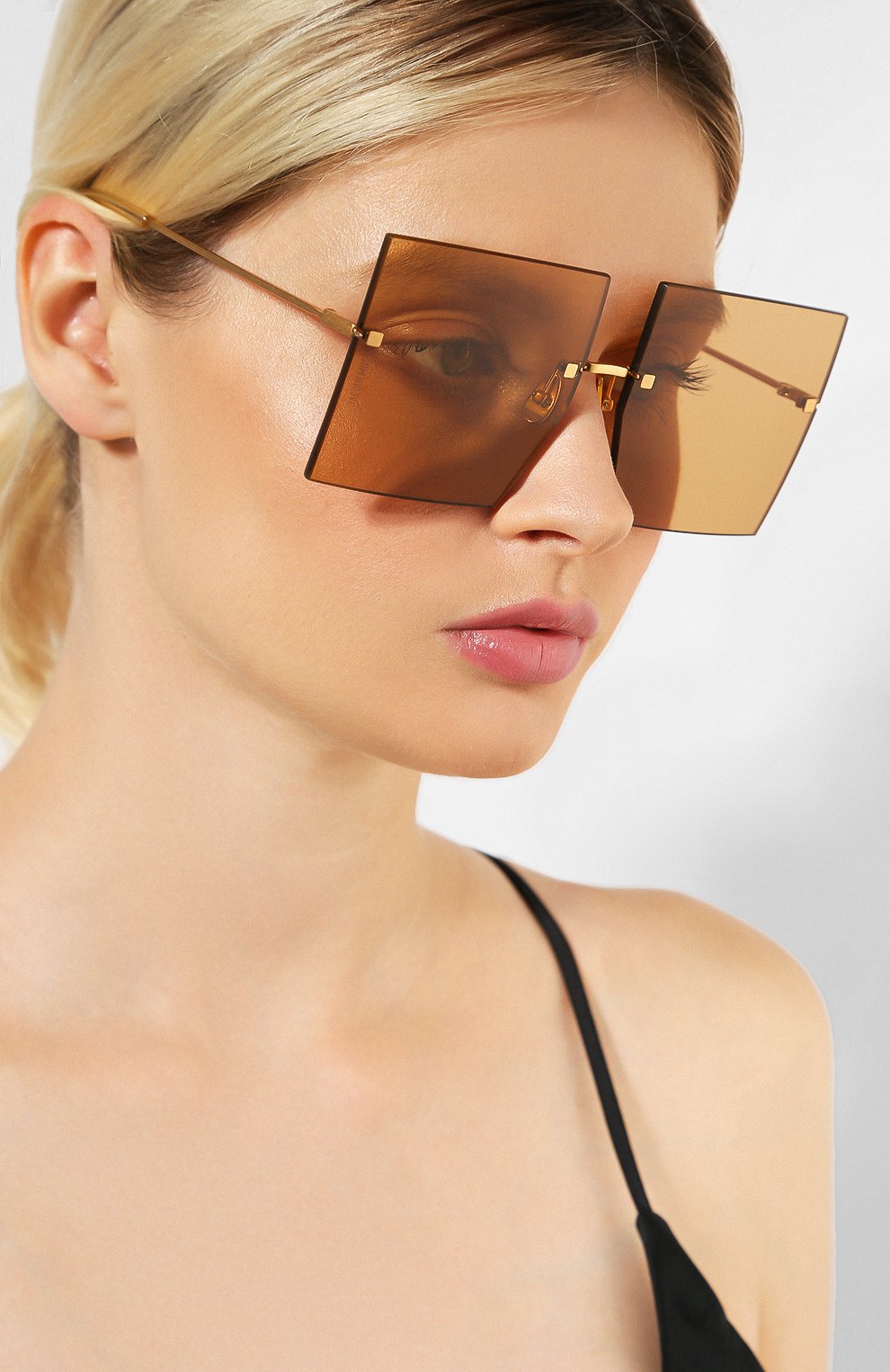 Женские солнцезащитные очки JACQUEMUS коричневого цвета, арт. LES CARRES BR0WN | Фото 2 (Тип очков: С/з; Статус проверки: Проверена категория)