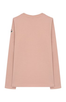 Детская хлопковый лонгслив MONCLER ENFANT розового цвета по цене 16200 руб., арт. E2-954-80741-50-87275/8-10A | Фото 2 Детская хлопковый лонгслив MONCLER ENFANT розового цвета, арт. E2-954-80741-50-87275/8-10A | Фото 2 (Рукава: Длинные; Материал внешний: Хлопок; Девочки Кросс-КТ: Лонгслив-одежда; Статус проверки: Проверено, Проверена категория; Принт: С принтом)
