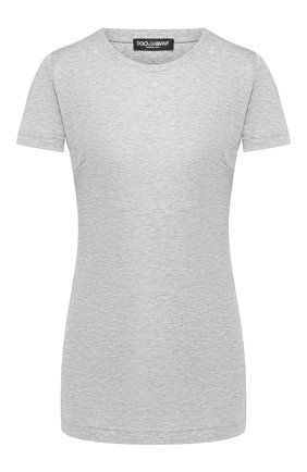 Женская хлопковая футболка DOLCE & GABBANA серого цвета по цене 23750 руб., арт. F8H32T/G7TLC | Фото 1 Женская хлопковая футболка DOLCE & GABBANA серого цвета, арт. F8H32T/G7TLC | Фото 1