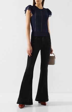 Женская топ из вискозы ALICE + OLIVIA темно-синего цвета по цене 33950 руб., арт. CC906513715 | Фото 2 Женская топ из вискозы ALICE + OLIVIA темно-синего цвета, арт. CC906513715 | Фото 2