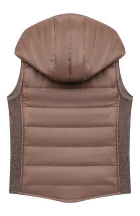 Детский двусторонний жилет с капюшоном GIORGETTI CASHMERE бежевого цвета по цене 32550 руб., арт. MB1370/2A-6A | Фото 2 Детский двусторонний жилет с капюшоном GIORGETTI CASHMERE бежевого цвета, арт. MB1370/2A-6A | Фото 2 (Статус проверки: Проверено, Проверена категория; Материал внешний: Шерсть, Кашемир; Девочки Кросс-КТ: Верхняя одежда; Рукава: Без рукавов; Девочки-школьная форма: Жилеты; Ростовка одежда: 2 года | 92 см, 4 года | 104 см, 6 лет | 116 см)