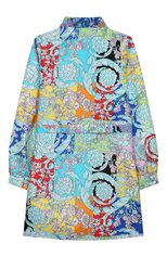Детское шелковое платье-рубашка с поясом VERSACE разноцветного цвета, арт. YC000088/YA00260/8A-14A | Фото 2 (Материал внешний: Шелк; Рукава: Длинные; Принт: С принтом; Статус проверки: Проверено, Проверена категория; Девочки Кросс-КТ: Платье-одежда)