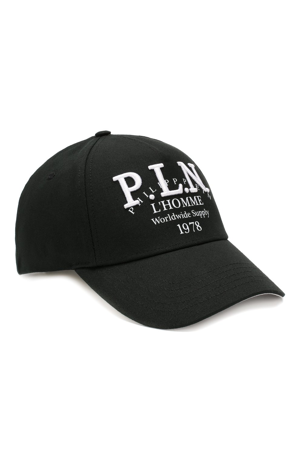Мужской хлопковая бейсболка PHILIPP PLEIN черно-белого цвета, арт. MAC0432 | Фото 1