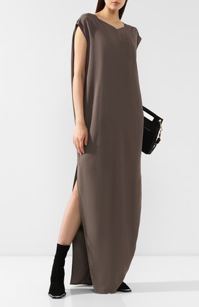 Женское платье-макси RICK OWENS серого цвета по цене 87600 руб., арт. RP19F5506/HY | Фото 2 Женское платье-макси RICK OWENS серого цвета, арт. RP19F5506/HY | Фото 2