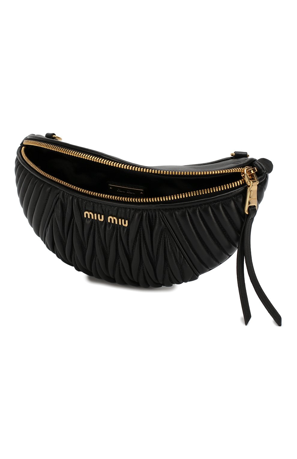 Женская поясная сумка MIU MIU черного цвета по цене 68000 руб., арт. 5BL010-N88-F0002-OOO | Фото 4 Женская поясная сумка MIU MIU черного цвета, арт. 5BL010-N88-F0002-OOO | Фото 4