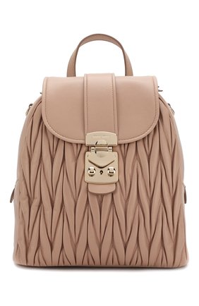 Женский рюкзак из кожи MIU MIU бежевого цвета по цене 112500 руб., арт. 5BZ026-N88-F0770-OOO | Фото 1 Женский рюкзак из кожи MIU MIU бежевого цвета, арт. 5BZ026-N88-F0770-OOO | Фото 1