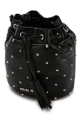 Женский рюкзак из кожи MIU MIU черного цвета по цене 76000 руб., арт. 5BE014-2B6I-F0002-OBO | Фото 4 Женский рюкзак из кожи MIU MIU черного цвета, арт. 5BE014-2B6I-F0002-OBO | Фото 4
