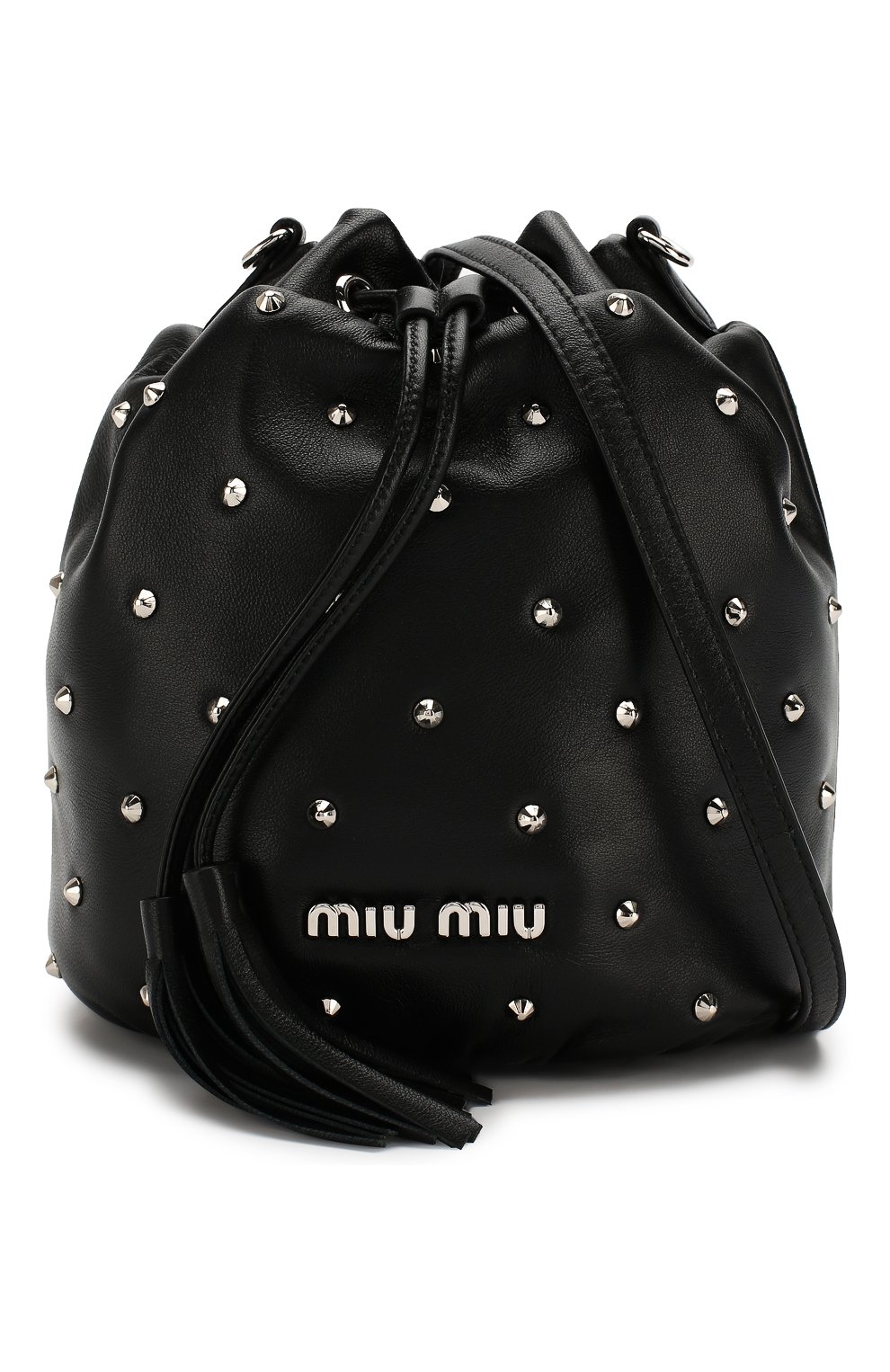Женский рюкзак из кожи MIU MIU черного цвета по цене 76000 руб., арт. 5BE014-2B6I-F0002-OBO | Фото 6 Женский рюкзак из кожи MIU MIU черного цвета, арт. 5BE014-2B6I-F0002-OBO | Фото 6