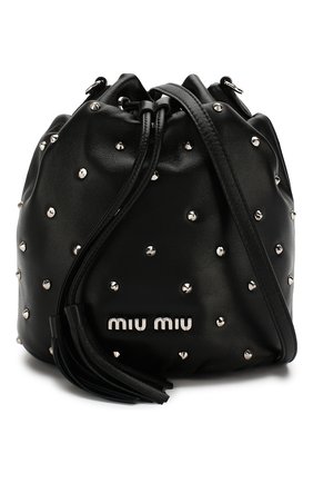 Женский рюкзак из кожи MIU MIU черного цвета по цене 76000 руб., арт. 5BE014-2B6I-F0002-OBO | Фото 6 Женский рюкзак из кожи MIU MIU черного цвета, арт. 5BE014-2B6I-F0002-OBO | Фото 6