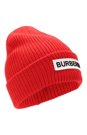 Детского шерстяная шапка BURBERRY красного цвета, арт. 8014362 | Фото 1 (Материал: Шерсть, Текстиль; Статус проверки: Проверена категория)