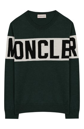 Детский шерстяной пуловер MONCLER ENFANT зеленого цвета по цене 18000 руб., арт. E2-954-90071-00-A9084/12-14A | Фото 1 Детский шерстяной пуловер MONCLER ENFANT зеленого цвета, арт. E2-954-90071-00-A9084/12-14A | Фото 1