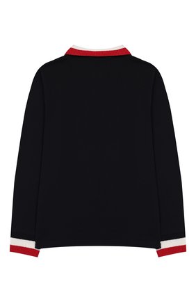Детское хлопковое поло MONCLER ENFANT синего цвета по цене 8800 руб., арт. E2-954-83101-05-84632/4-6A | Фото 2 Детское хлопковое поло MONCLER ENFANT синего цвета, арт. E2-954-83101-05-84632/4-6A | Фото 2