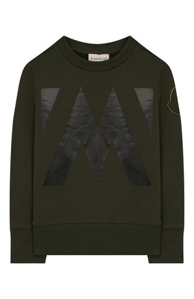 Детский хлопковый свитшот MONCLER ENFANT хаки цвета по цене 15100 руб., арт. E2-954-80278-50-809B3/12-14A | Фото 1 Детский хлопковый свитшот MONCLER ENFANT хаки цвета, арт. E2-954-80278-50-809B3/12-14A | Фото 1