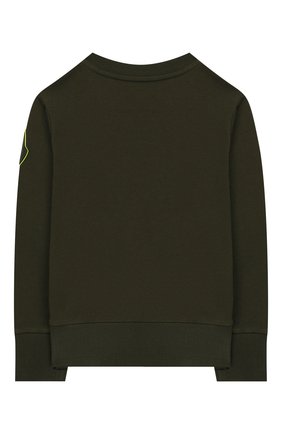 Детский хлопковый свитшот MONCLER ENFANT хаки цвета по цене 15100 руб., арт. E2-954-80278-50-809B3/12-14A | Фото 2 Детский хлопковый свитшот MONCLER ENFANT хаки цвета, арт. E2-954-80278-50-809B3/12-14A | Фото 2