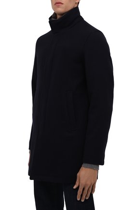 Мужской шерстяное пальто HERNO темно-синего цвета, арт. CA0071U/39601 | Фото 3 (Материал внешний: Шерсть; Застежка: Молния; Рукава: Длинные; Длина (верхняя одежда): До середины бедра; Материал подклада: Синтетический материал; Мужское Кросс-КТ: Верхняя одежда, пальто-верхняя одежда; Стили: Кэжуэл; Статус проверки: Проверена категория)