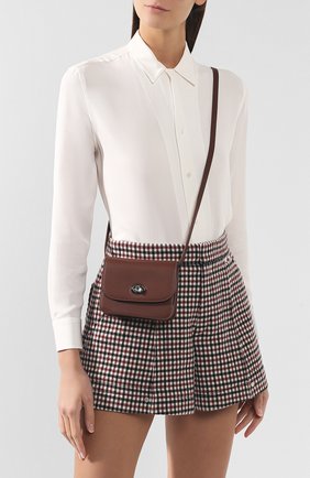 Женская поясная сумка flap pouch LORO PIANA коричневого цвета по цене 65300 руб., арт. FAI7095 | Фото 5 Женская поясная сумка flap pouch LORO PIANA коричневого цвета, арт. FAI7095 | Фото 5