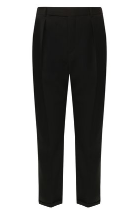 Мужские шерстяные брюки SAINT LAURENT черного цвета, арт. 563592/Y028V | Фото 1 (Материал подклада: Шелк; Длина (брюки, джинсы): Стандартные; Материал внешний: Шерсть; Случай: Повседневный, Формальный; Стили: Классический)