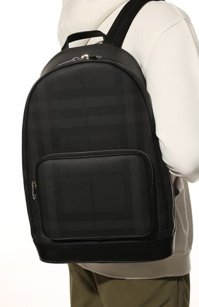 Мужской рюкзак BURBERRY темно-серого цвета, арт. 8013988 | Фото 2 (Материал: Экокожа, Текстиль; Статус проверки: Проверена категория; Размер: large; Стили: Классический)