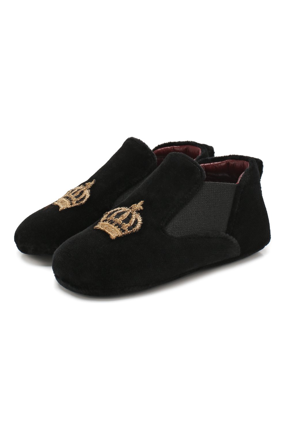 Детского текстильные пинетки DOLCE & GABBANA черного цвета, арт. DK0070/AE328 | Фото 1