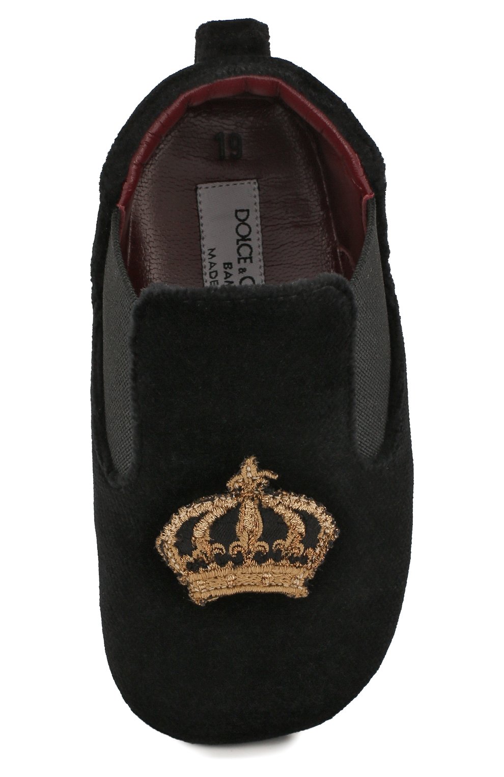 Детского текстильные пинетки DOLCE & GABBANA черного цвета по цене 14600 руб., арт. DK0070/AE328 | Фото 4 Детского текстильные пинетки DOLCE & GABBANA черного цвета, арт. DK0070/AE328 | Фото 4