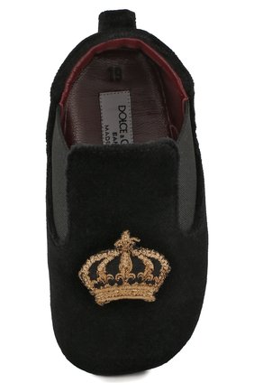 Детского текстильные пинетки DOLCE & GABBANA черного цвета по цене 14600 руб., арт. DK0070/AE328 | Фото 4 Детского текстильные пинетки DOLCE & GABBANA черного цвета, арт. DK0070/AE328 | Фото 4