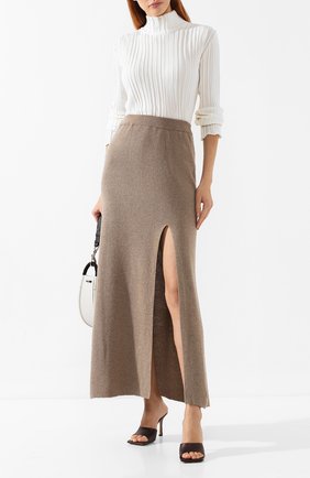 Женская юбка с разрезом NANUSHKA бежевого цвета по цене 23150 руб., арт. PAAK_TAUPE_CASHMERE BLEND RIB | Фото 2 Женская юбка с разрезом NANUSHKA бежевого цвета, арт. PAAK_TAUPE_CASHMERE BLEND RIB | Фото 2