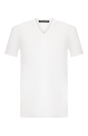 Мужская хлопковая футболка DOLCE & GABBANA белого цвета, арт. G8KG0T/FU7EQ | Фото 1 (Длина (для топов): Стандартные; Материал внешний: Хлопок; Статус проверки: Проверена категория, Проверено; Рукава: Короткие; Принт: Без принта; Стили: Кэжуэл; Региональные ограничения белый список (Axapta Mercury): RU)