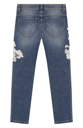 Детские джинсы ERMANNO SCERVINO голубого цвета по цене 17600 руб., арт. 45I JL07 JNS/10-16 | Фото 2 Детские джинсы ERMANNO SCERVINO голубого цвета, арт. 45I JL07 JNS/10-16 | Фото 2