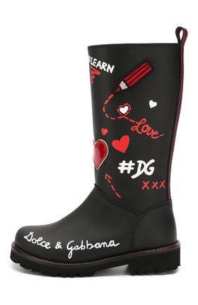 Детские кожаные сапоги с меховой отделкой DOLCE & GABBANA черного цвета по цене 39950 руб., арт. D10853/AV540/37-39 | Фото 2 Детские кожаные сапоги с меховой отделкой DOLCE & GABBANA черного цвета, арт. D10853/AV540/37-39 | Фото 2