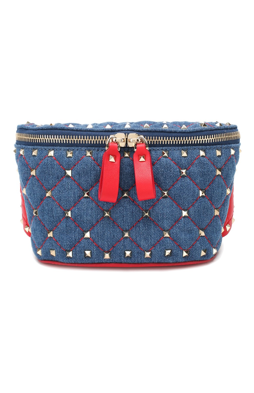 Женская поясная сумка rockstud spike small VALENTINO синего цвета, арт. SW2B0B46/DVT | Фото 1 (Стили: Классический; Материал: Текстиль; Застежка: Молния; Размер: small; Кросс-КТ: другое)