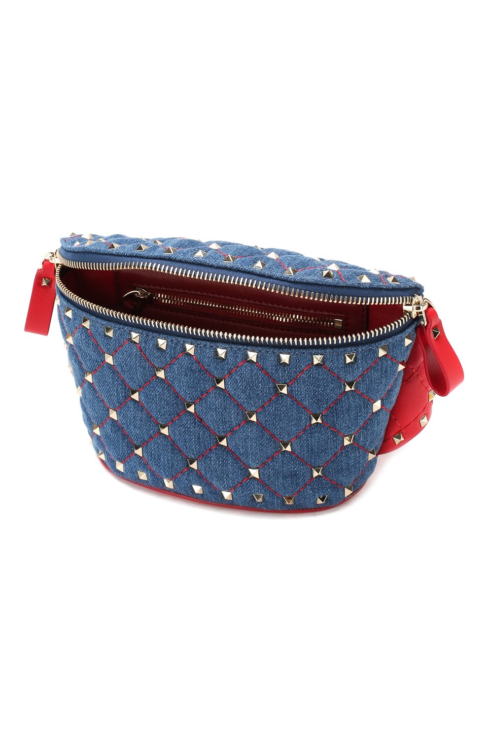 Женская поясная сумка rockstud spike small VALENTINO синего цвета, арт. SW2B0B46/DVT | Фото 4 (Стили: Классический; Материал: Текстиль; Застежка: Молния; Размер: small; Кросс-КТ: другое)