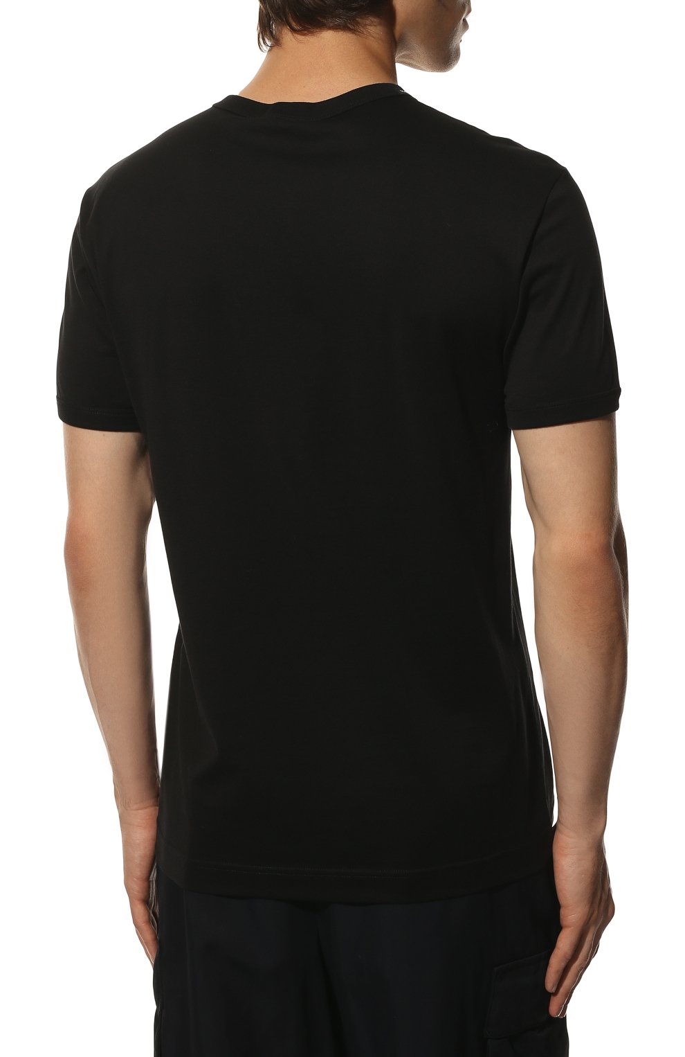 Мужская хлопковая футболка DOLCE & GABBANA черного цвета, арт. G8KG7T/FU7EQ | Фото 4 (Принт: Без принта; Рукава: Короткие; Длина (для топов): Стандартные; Материал внешний: Хлопок; Статус проверки: Проверено, Проверена категория; Стили: Кэжуэл)