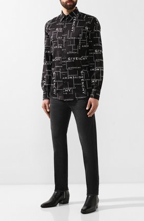 Мужская хлопковая рубашка GIVENCHY черно-белого цвета по цене 49950 руб., арт. BM60F612DS | Фото 2 Мужская хлопковая рубашка GIVENCHY черно-белого цвета, арт. BM60F612DS | Фото 2