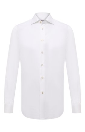 Мужская хлопковая сорочка KITON белого цвета по цене 77400 руб., арт. UCIH0660711 | Фото 1 Мужская хлопковая сорочка KITON белого цвета, арт. UCIH0660711 | Фото 1 (Статус проверки: Проверено, Проверена категория; Материал внешний: Хлопок; Длина (для топов): Стандартные; Рукава: Длинные; Случай: Формальный; Принт: Однотонные; Воротник: Акула; Мужское Кросс-КТ: Сорочка-одежда; Манжеты: На пуговицах; Региональные ограничения белый список (Axapta Mercury): RU)