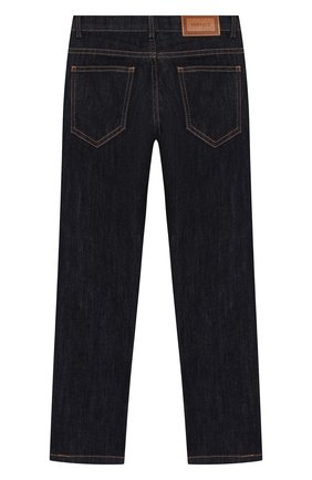 Детские джинсы VERSACE темно-синего цвета по цене 11950 руб., арт. YD000070/YA00082/6A | Фото 2 Детские джинсы VERSACE темно-синего цвета, арт. YD000070/YA00082/6A | Фото 2