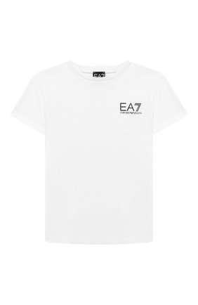 Детская хлопковая футболка EA 7 белого цвета по цене 2750 руб., арт. 6GBT51/BJ02Z | Фото 1 Детская хлопковая футболка EA 7 белого цвета, арт. 6GBT51/BJ02Z | Фото 1