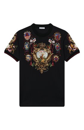 Детская хлопковая футболка DOLCE & GABBANA черного цвета по цене 10450 руб., арт. L4JT7L/G7TNZ/2-6 | Фото 1 Детская хлопковая футболка DOLCE & GABBANA черного цвета, арт. L4JT7L/G7TNZ/2-6 | Фото 1