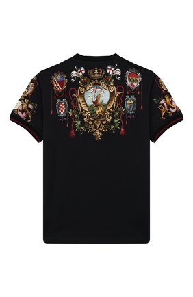Детская хлопковая футболка DOLCE & GABBANA черного цвета по цене 10450 руб., арт. L4JT7L/G7TNZ/2-6 | Фото 2 Детская хлопковая футболка DOLCE & GABBANA черного цвета, арт. L4JT7L/G7TNZ/2-6 | Фото 2