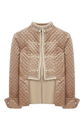 Детский велюровый жакет DESIGNERS CAT бежевого цвета по цене 17200 руб., арт. 100000K01000029/4A-8A | Фото 1 Детский велюровый жакет DESIGNERS CAT бежевого цвета, арт. 100000K01000029/4A-8A | Фото 1